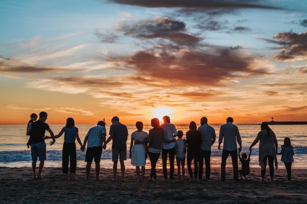 People together on a beach
