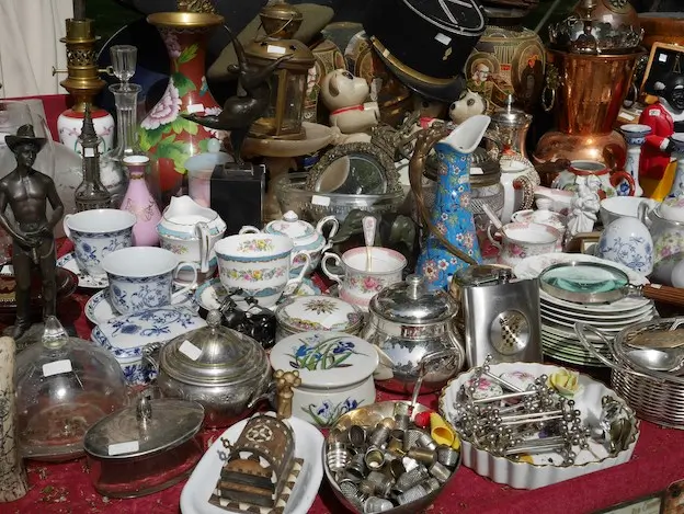 Flea market items illustrating earthly treasure