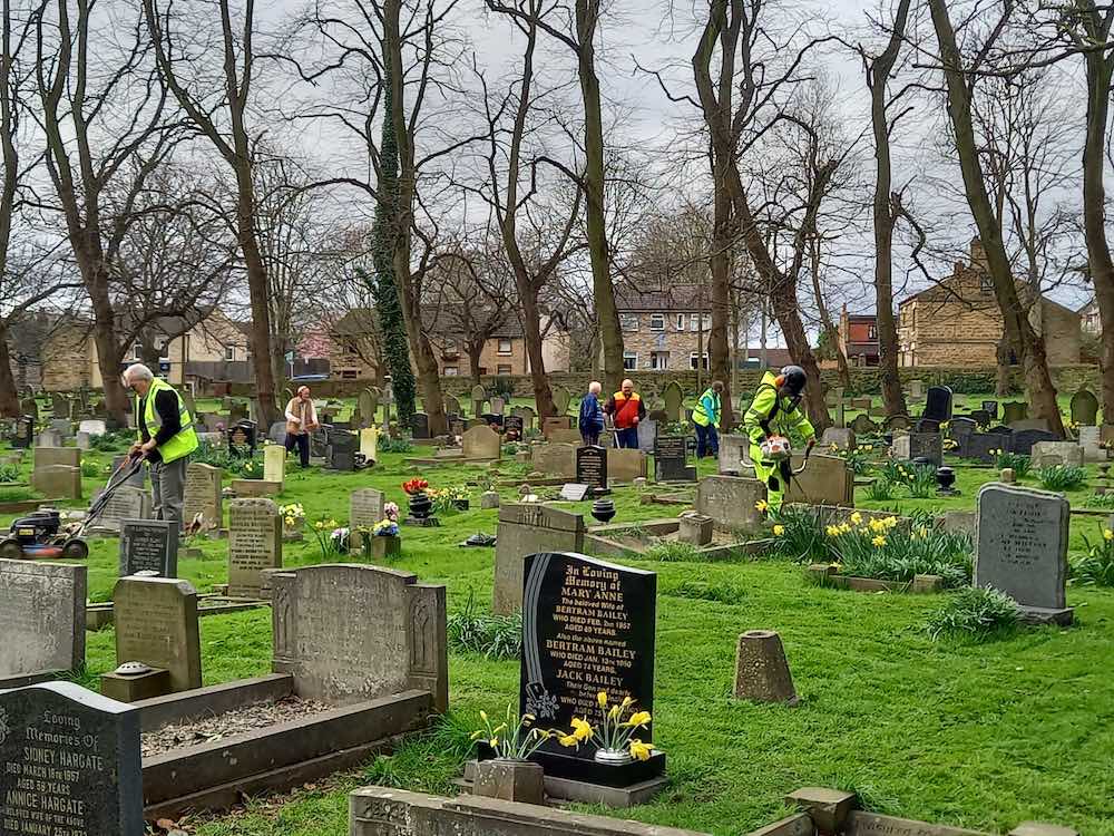 Volunteers working in Brampton Graveyard