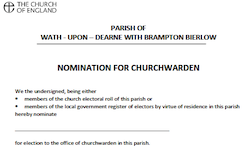 Churchwarden Nomination form.